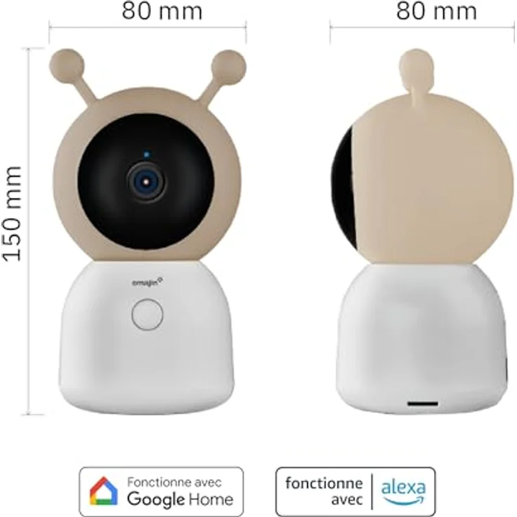 OMAJIN Smarte Babyphone-Kamera, 2K HD, Nachtsicht, Info bei Weinen, bidirektionales Audio, Schlaflieder u. -melodien, Nachtlicht, Feuchtigkeits- u. Temperatursensor, App-Steuerung, OBC-01 – Bild 4