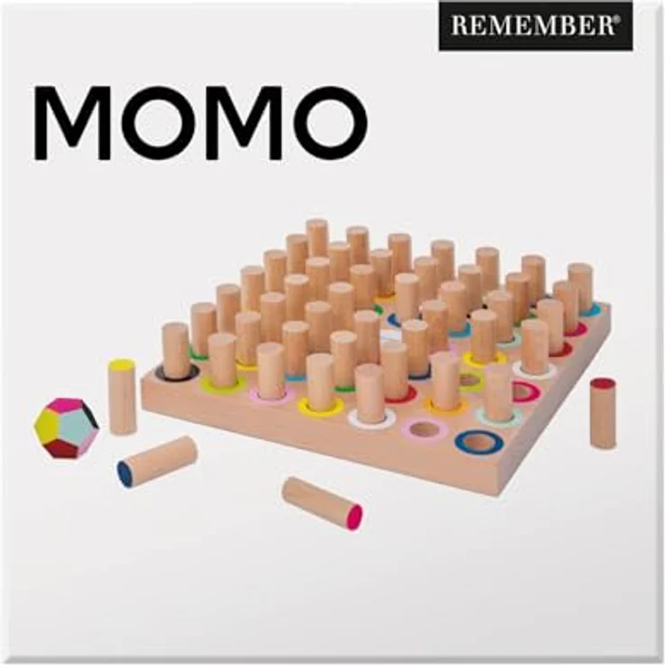 remember Remember Gedächtnisspiel Momo, farbenfrohes Holzspiel für 2-4 Spieler mit 12 bunten Farben und Aufbewahrungsbeutel – Bild 1