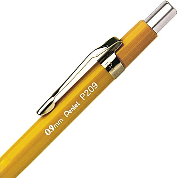 Pentel P2019 Druckbleistift, gelb, HB 0,9 mm, nachfüllbar mit HI-Polymer-Mine und Radierer – Bild 4