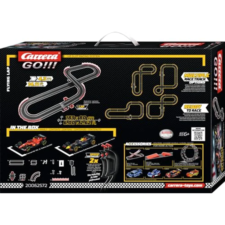 Carrera GO!!! Flying Lap Rennbahn-Set, 4,3 Meter lange Strecke mit lizensierten Slotcars (Ferrari SF-23 & Red Bull RB19), für bis zu 2 Spieler, Altersgruppe 6+ – Bild 2