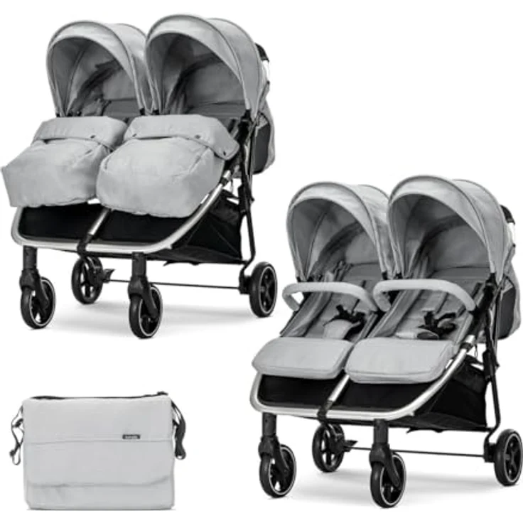 Lorelli Zwillingskinderwagen Duo, vielseitiger Kinderwagen für zwei Kinder, robust und platzsparend – Bild 2