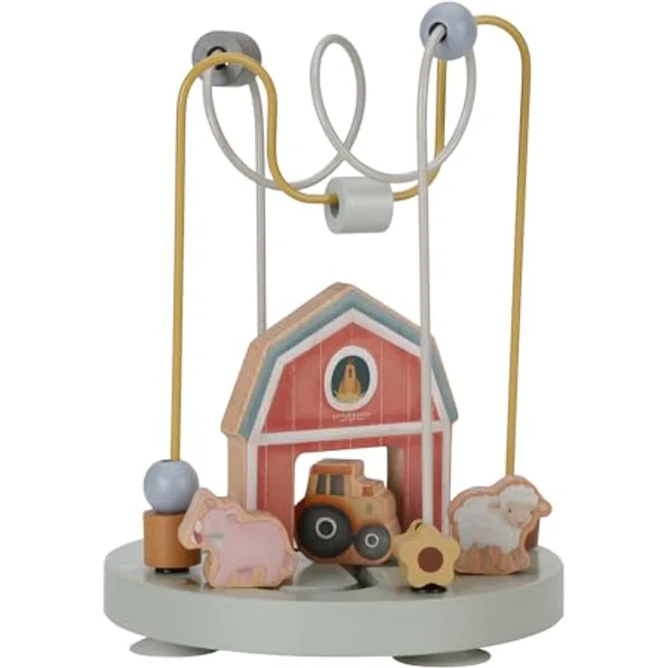 Little Dutch 7133, FSC Holz Aktivitätsspirale Motorikschleife Little Farm, fördert die Feinmotorik, 47,5x35,5x24 cm, ab 12 Monate