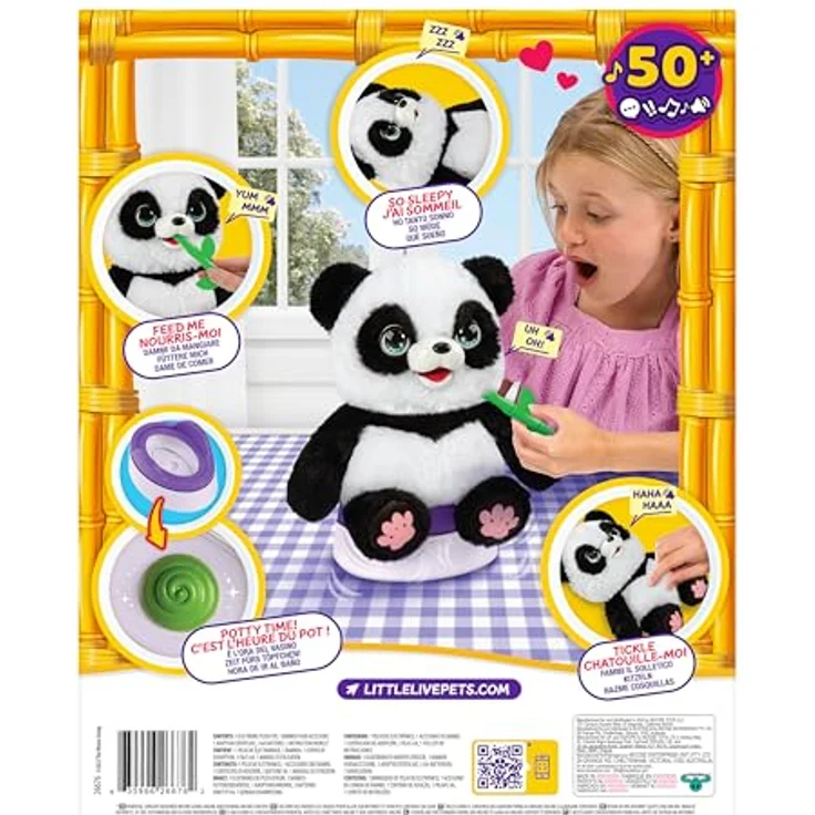 Moose Little Live Pets My Baby Panda, interaktive Plüschfigur mit über 50 Geräuschen und Reaktionen, inklusive Töpfchen und Bambusstäbchen, H30 x B17 cm – Bild 10