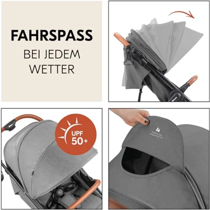 Hauck Kinder-Buggy Uptown, Black Melange Grey, bis 22 kg belastbar, komfortabel und city-tauglich – Bild 6