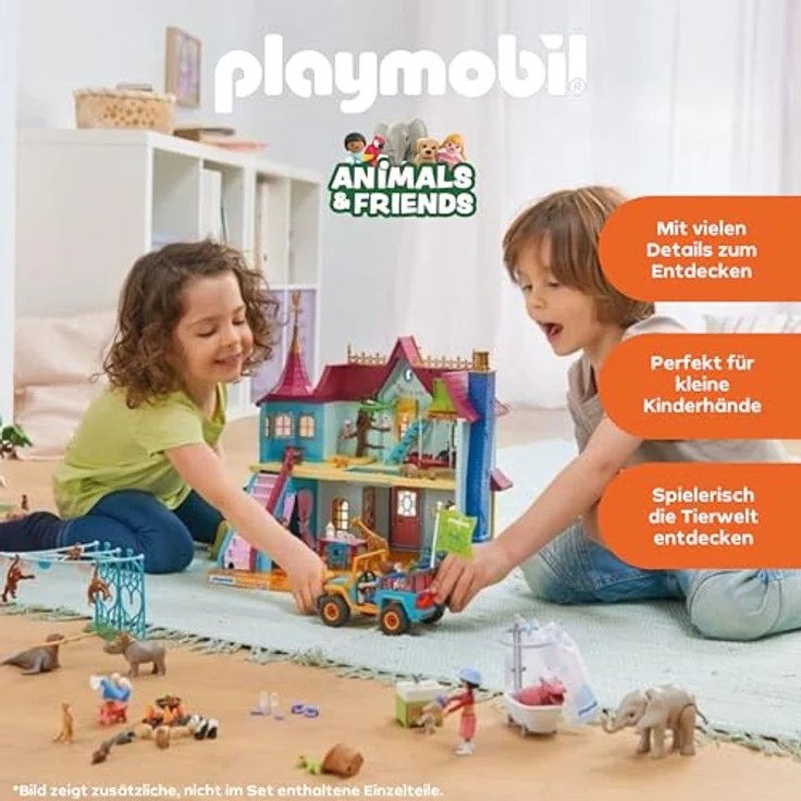 Playmobil Tiere & Freunde - Geburtstagsparty-Spaß, Spielset mit im Dunkeln leuchtender Girlande, Lagerfeuer-Szene und drehbarem Hängesessel – Bild 3