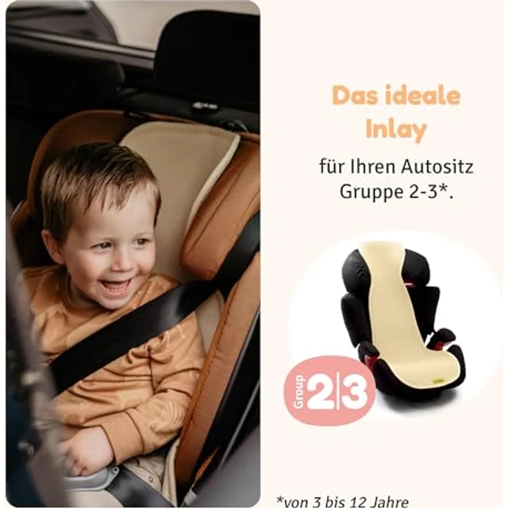 Aeromoov Baby Sitzauflage Air Layer, Antischwitz Einlage für Autositz oder Kinderwagen, Gruppe 2/3, Bio-Baumwolle, Vanilla, Oeko-Tex 100 Klasse 1 – Bild 4