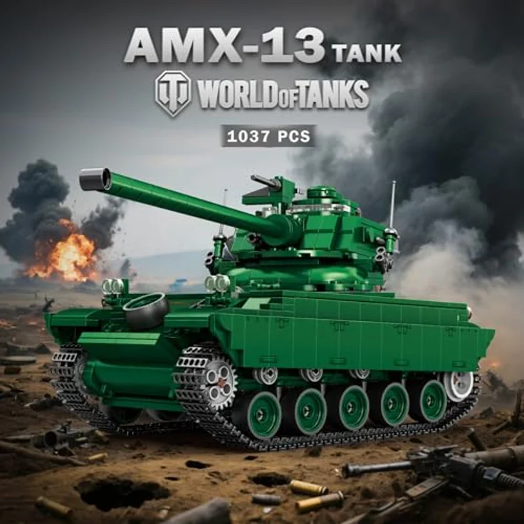 Reobrix AMX-13 Leichtpanzer-Bausatz, 1037-teiliges Militär-Modell im Maßstab 1:28 mit drehbarem Turm und beweglichen Ketten für Erwachsene ab 14 Jahren – Bild 2