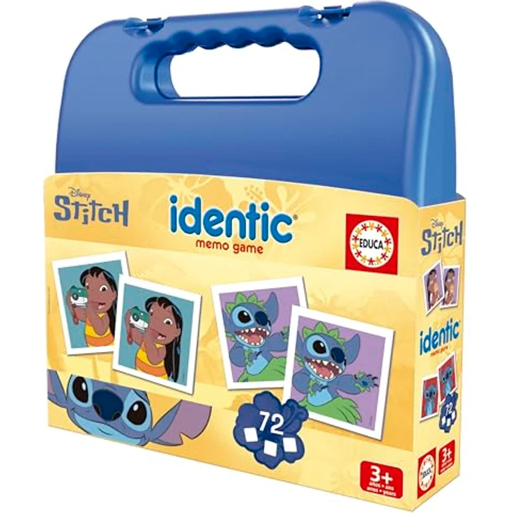 Educa Pexeso im Etui Stitch, Memory-Kartenspiel mit 72 Karten für Kinder ab 3 Jahren, unterstützt Konzentration und Gedächtnistraining – Bild 1
