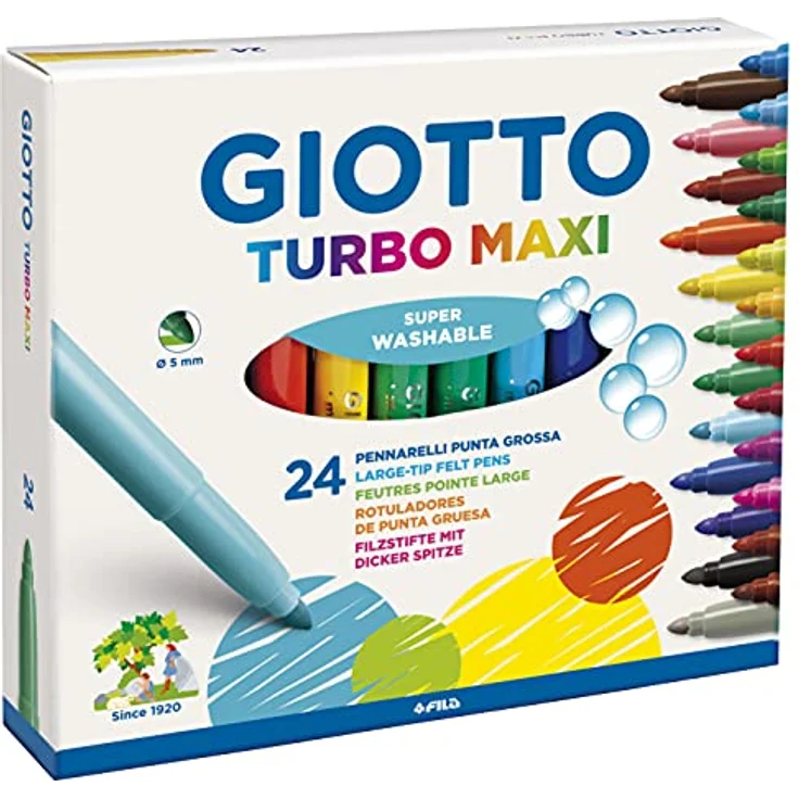 Giotto 4550 00 Turbo Maxi Faserschreiber Kartonetui 24 sortierte Farben – Bild 2