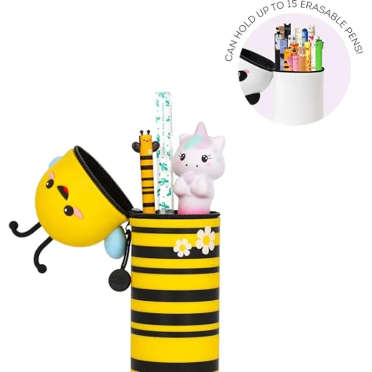 Legami Kawaii 2-in-1 Schulmäppchen, Silikon Federmäppchen und Tischstifthalter, Höhe 18,5 cm, für Buntstifte und Marker – Bild 3