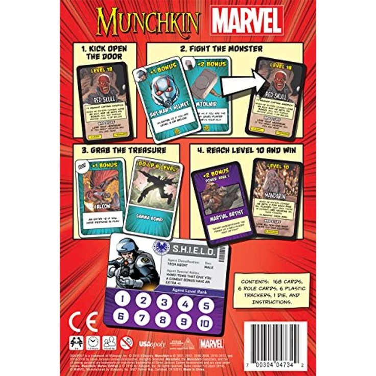 USAopoly Munchkin - Marvel Edition (EN), Brettspiel mit Marvel-Charakteren und S.H.I.E.L.D. Ausweisen – Bild 5