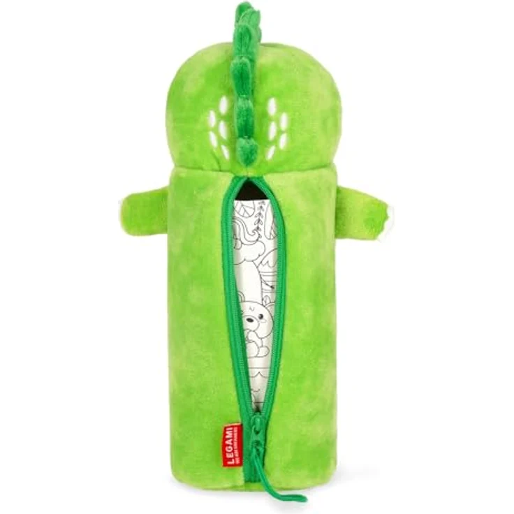 Legami Super Soft Federmäppchen, Dino-Motiv, 100% Polyester, mit Malvorlage, L 24,5 cm, H 24,5 cm, L 80 cm – Bild 2