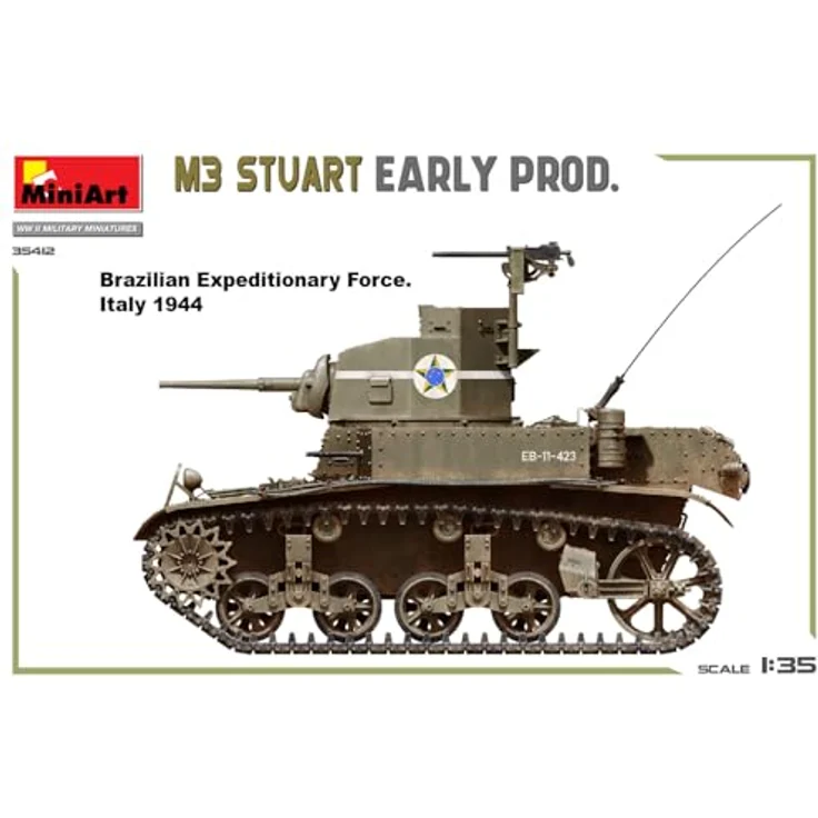 Other 1:35 M3 Stuart, Standmodell Panzer der frühen Produktionsreihe mit beweglichen Luken und 6 Varianten Decals – Bild 4