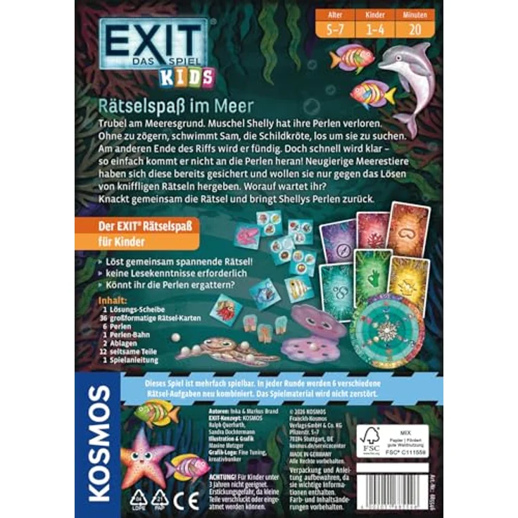KOSMOS EXIT® Kids Rätselspaß im Meer, Experimentierkasten mit 36 Rätsel-Karten und wiederverwendbarem Spielmaterial für 1-4 Spieler ab 5 Jahren – Bild 2