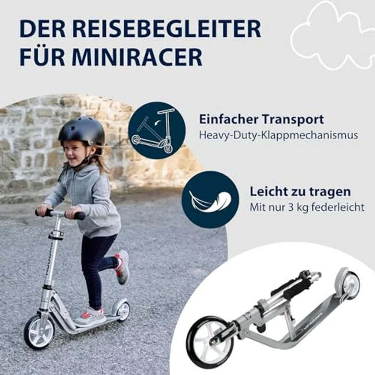 HUDORA Little BigWheel Scooter - Sicherer Aluminium-Roller für Kinder ab 3 Jahren - Höhenverstellbarer & zusammenklappbarer Cityroller für bis zu 100kg - Stabiler Tretroller mit großen Reifen – Bild 5