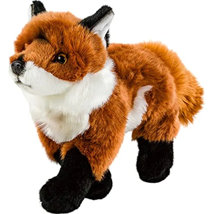 Teddys Rothenburg Kuscheltier Fuchs stehend 30 cm rotbraun-weiß, kuschelweicher Plüsch, maschinenwaschbar bis 30°C