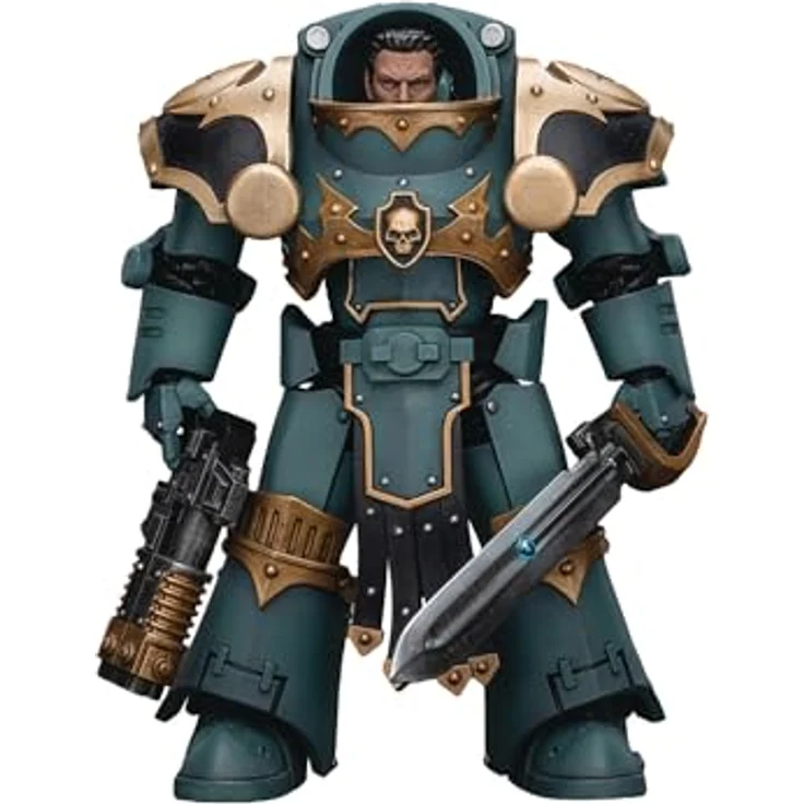 JoyToy Warhammer 40K Sons of Horus MKVI Tactical Squad Sergeant Actionfigur, 1:18, mit Power Sword, detailreich und beweglich, ca. 12 cm hoch, inkl. austauschbare Teile – Bild 1