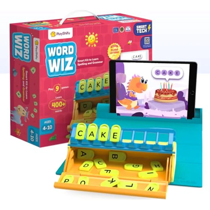 PlayShifu Plugo Letters, Lernspiel zur Rechtschreibung für Kinder (Alter 4-10 Jahre), Sprachförderung ohne Elektronik – Bild 1