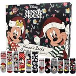 United Labels Disney Minnie Mouse Adventskalender, 12 Paar Socken für Damen Größe 35-41, Sneakersocken und lange Socken, offiziell lizenziertes Merchandise
