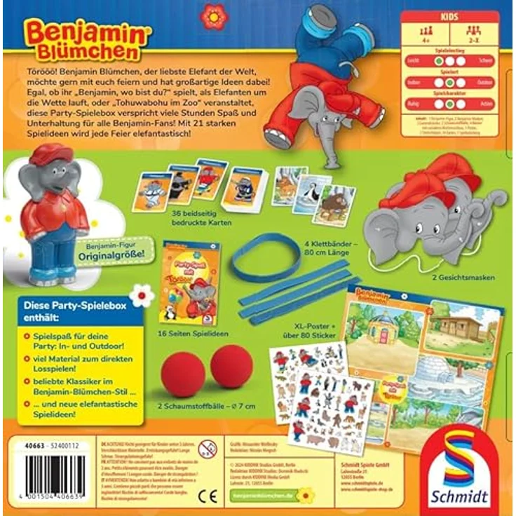 Schmidt Spiele 40663 Benjamin Blümchen, Party-Spaß mit Törööö, Kinderspiel, Mehrfarbig, Elefantastischer Spielspaß für Kinder ab 4 Jahren – Bild 2