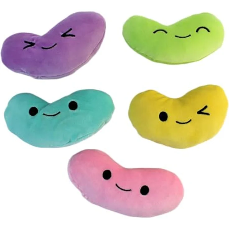 BEMIRO Kuscheltier Gelee Bohnen Kissen, 32 cm, mit 5 Kawaii Kuschelbohnen, Sichtfenster und Klettverschluss, plüschig, unisex – Bild 3