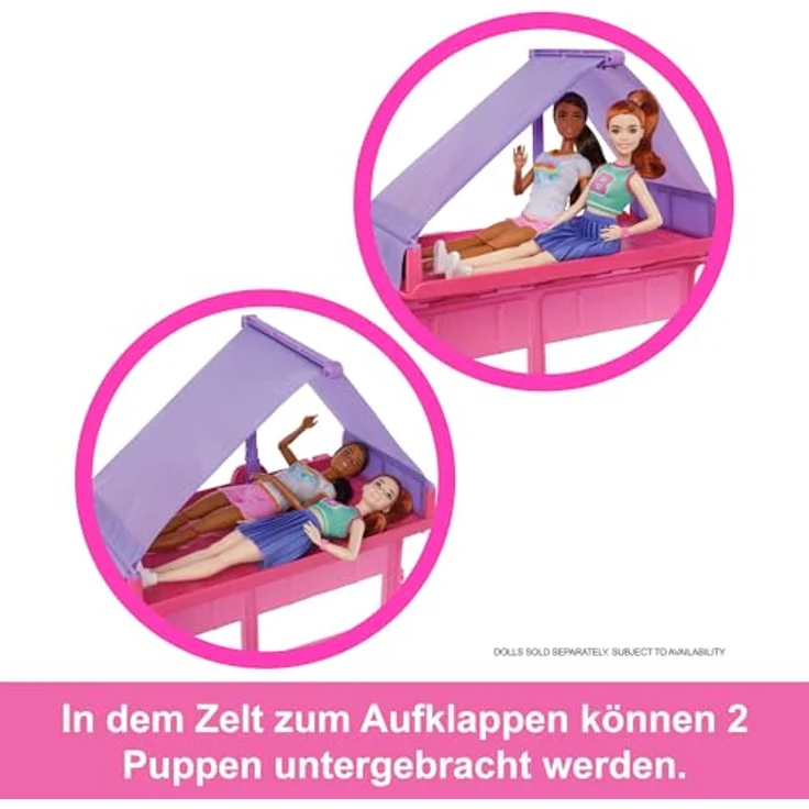 Barbie Super Abenteuer Camper, Spielzeugauto mit 7 Spielbereichen und 60+ Zubehörteilen – Bild 4