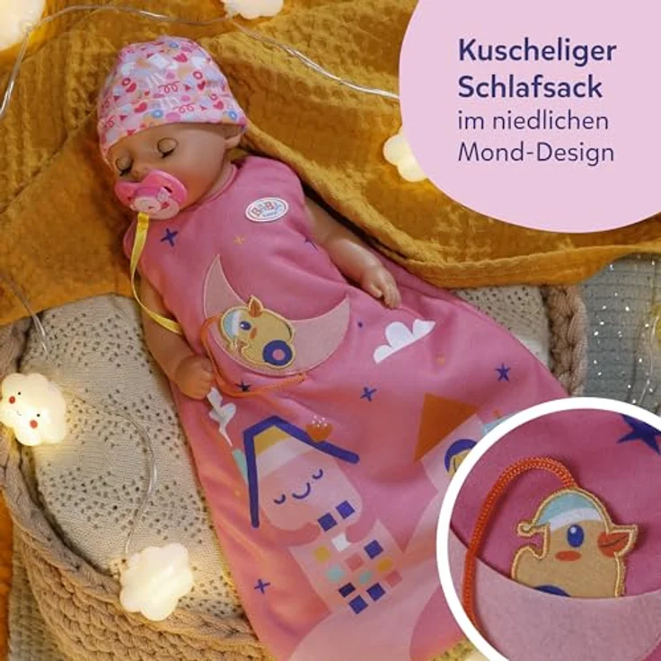 BABY Born Schlafsack Mond, Einschlagdecke mit herausnehmbarer Ente am Band, geeignet für 43 cm Puppen – Bild 3