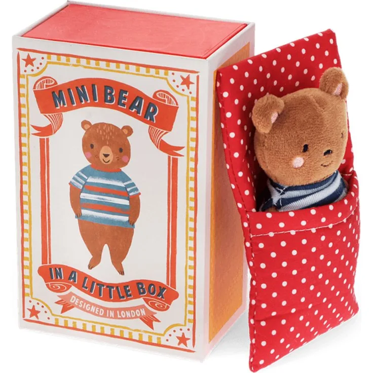 "Rex London Kuscheltier Plüschfigur Mini-Bär in Geschenkbox, ca. 14 x 9,2 x 6 cm, Niedlicher Bär in alter Streichholzschachtel, ca. 11,5 cm"