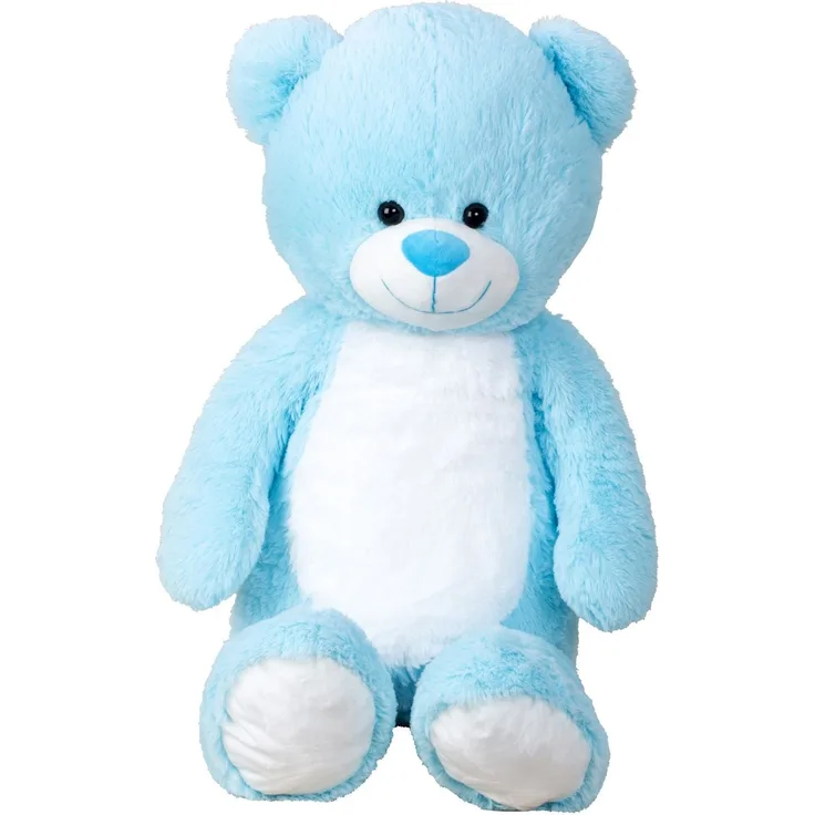 Geschenkestadl Riesen Teddybär Hellblau XXL, 100 cm Kuscheltier mit weißem Bauch aus 100 % Polyester