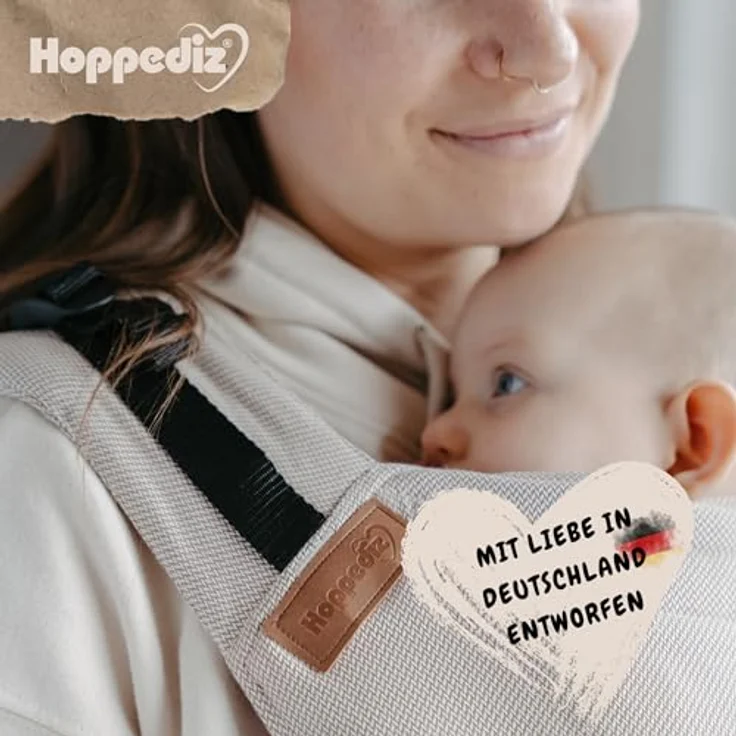 Hoppediz Babytrage Buckle, Fullbuckle für Neugeborene (3,5 - 20 kg), ergonomisch verstellbar mit 2 Schnallen Optionen – Bild 6