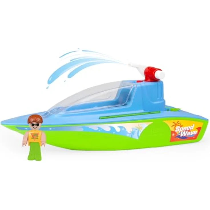 Lena® Spielzeug-Boot Boazz Sportboot mit Pumpe und Spritzfunktion, inklusive Spielfigur, 36 cm, Made in Europe – Bild 3