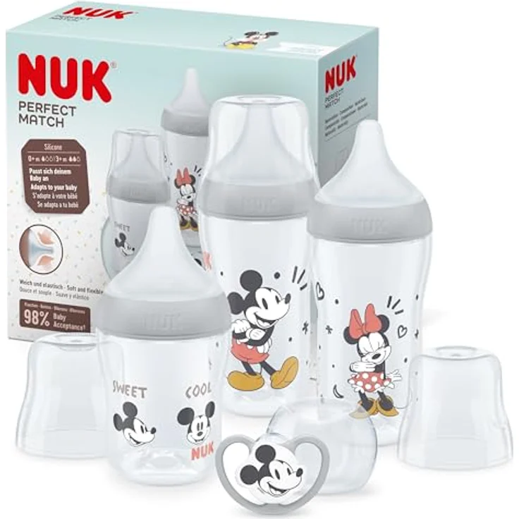 NUK Perfect Match Babyflaschenset | BPA-frei | Disneys Micky Maus | 4 Stück – Bild 1