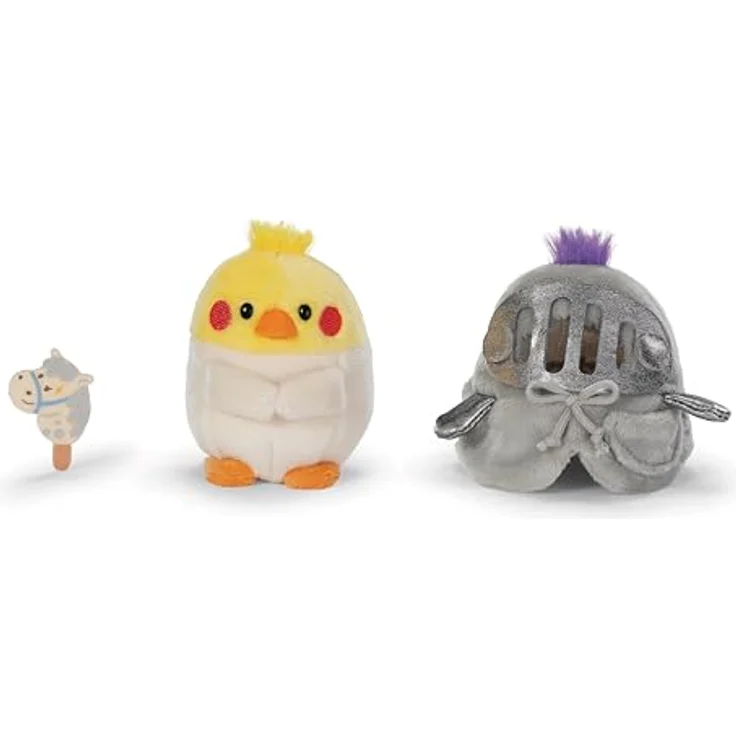 Nici mymochi Kuscheltier Set, Sittich Chipsy 8 cm mit grauem Ritterkostüm und Steckenpferd, in Geschenkbox – Bild 3