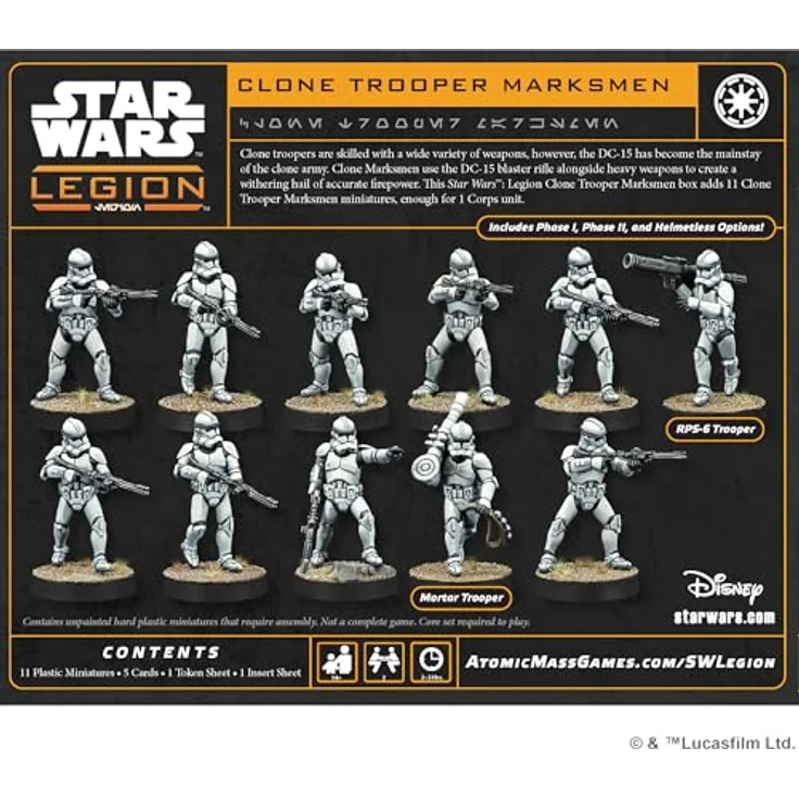 Atomic Mass Games Star Wars Legion Clone Trooper Markemen, Klontruppen-Scharfschützen-Miniaturen Set mit 11 Figuren und DC-15 Blastergewehr – Bild 2