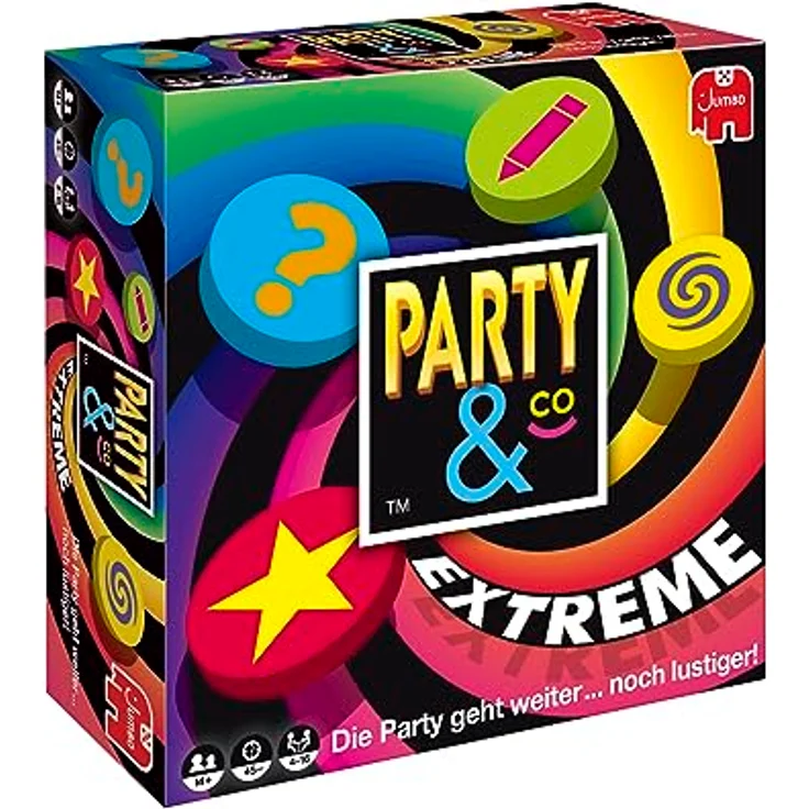 Jumbo Party & Co. Brettspiel Extreme 4.0, für 3-20 Spieler, deutsches Teamspiel mit neuen Inhalten und 4 Herausforderungen, ab 14 Jahren – Bild 1