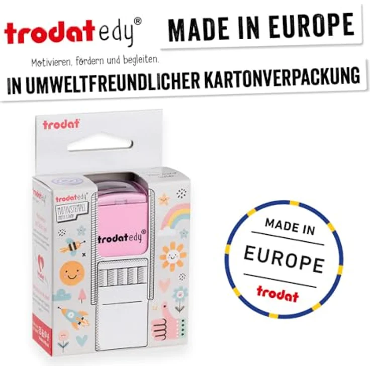 trodat edy®Fix Motivstempel Herz 2,0 x 2,0 cm, Abdruckfarbe rot, Gehäuse pastell-rosa – Bild 7