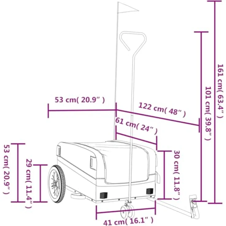 vidaXL Fahrradlastenanhänger Fahrradanhänger Schwarz und Grün 30 kg Eisen, Robustes Material, Praktisches Design, Cleveres Design – Bild 4