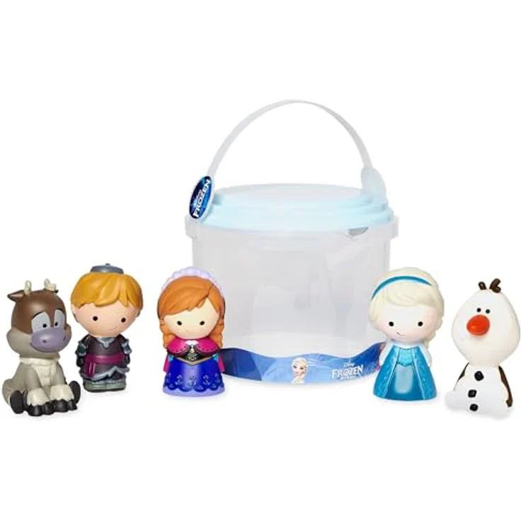 Disney Store Offizielles Badespielzeugset „Die Eiskönigin – Völlig unverfroren“, 5-teilig mit Figuren von Anna, Elsa, Olaf, Sven und Kristoff, inkl. Aufbewahrungseimer, geeignet ab 6 Monaten – Bild 1