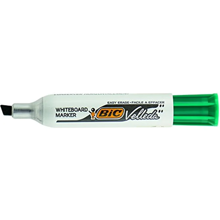 BIC Velleda 1781 Whiteboard Marker, 4er Pack mit Keilspitze, abwischbar, Aluminium-Gehäuse, schwarz, blau, rot, grün – Bild 5