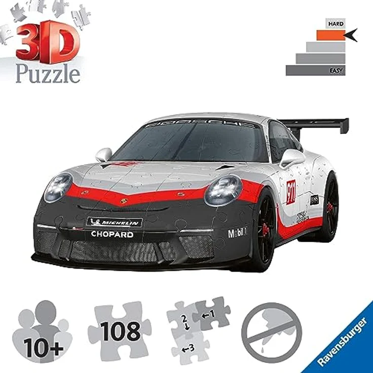 Ravensburger 3D Puzzle Porsche 911 GT3 Cup 11557 - Das berühmte Fahrzeug und Sportwagen als 3D Puzzle Auto – Bild 4