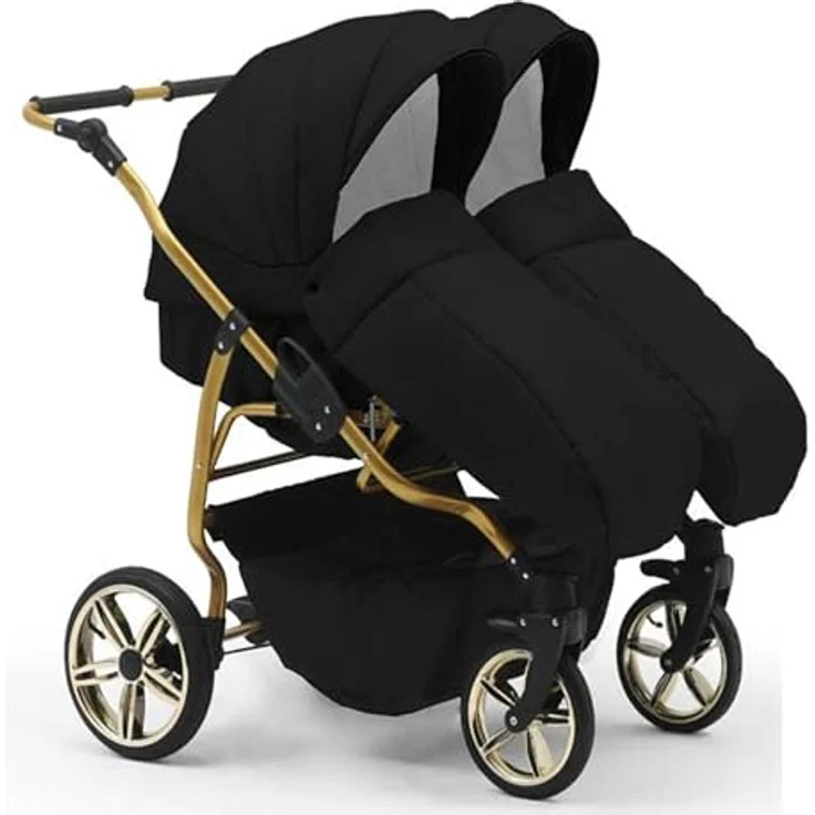 Elcar Zwillingskinderwagen Duet Lux Goldedition 5 in 1 inkl. 2 Autositzen und 2 Iso Bases, 14 Teile, in 20 Farben verfügbar – Bild 3