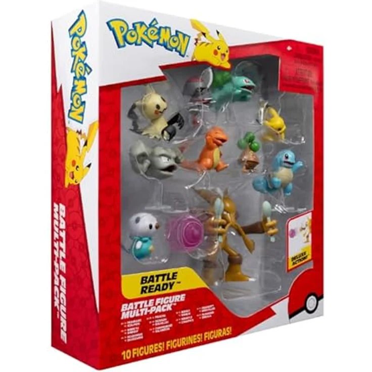 Pokémon PKW Kampffigur MP, 10 Stück 5,1 cm inkl. Pikachu, Squirtle, Bulbasaur, Charmander, Geodude, Mimikyu, Pawniard, Bonsly, Oshawott; 11,4 cm Alakazam - TGT – Bild 2