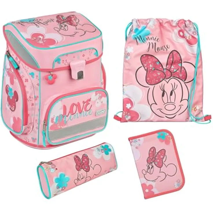 Scooli EasyFit Schulranzen Set 5-TLG. Minnie Mouse, wasserabweisend mit ergonomischem Design