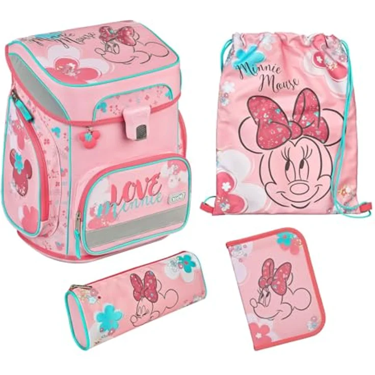 Scooli EasyFit Schulranzen Set 5-TLG. Minnie Mouse, wasserabweisend mit ergonomischem Design – Bild 1