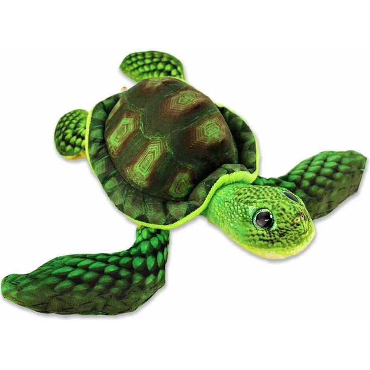 BEMIRO Grüne Plüsch Schildkröte, ca. 28 cm mit glitzernden Augen und Schlaufe