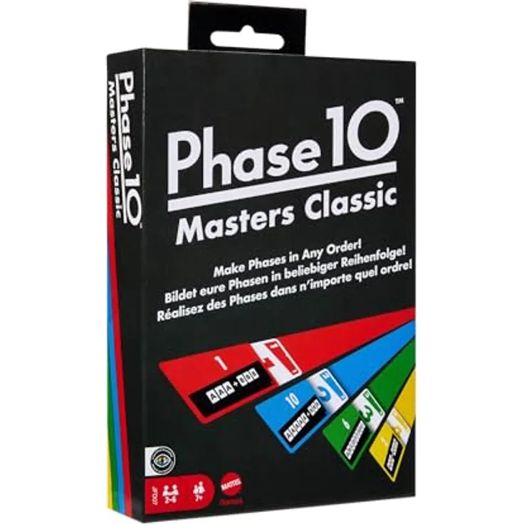 MATTEL GAMES Phase 10 Masters Classic, Kartenspiel mit neuen Spielvarianten, Mehrfarbig