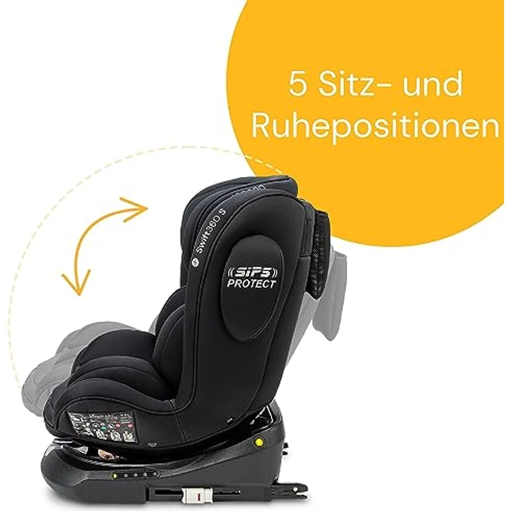 Osann Reboarder-Kindersitz Swift360 S i-Size 360° drehbar, ab 15 Monate - 12 Jahre, All Black, mit Isofix-Basis & Top-Tether – Bild 6