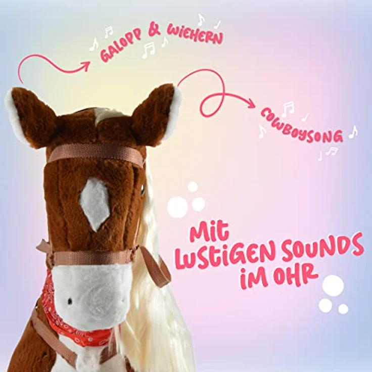 Pink Papaya Giant XXL Kinder Spielpferd zum Reiten ELSA 125 cm | Plüschpferd | Fast lebensgroßes Pferd zum Reiten für Kinder | Stehpferd bis 100kg belastbar mit Sounds - Preisvergleich – Bild 2