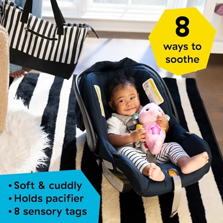 Baby Einstein Seahorse Plush, Einschlafhilfe Kuscheltier mit Cry-Reply Technologie, Lichtbauch, Ozeanklängen & Klassik, rosa – Bild 3