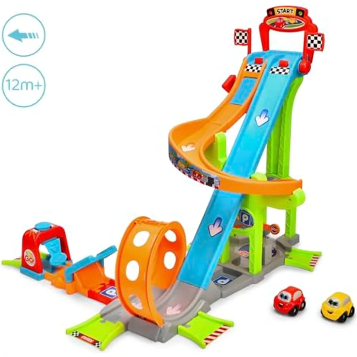 Dickie Toys ABC - Jays Jump N Fun Tower, Auto-Rennbahn für Kleinkinder ab 1 Jahr mit Looping, Schanze & 2 Spielzeugautos, 66x72x64 cm – Bild 4